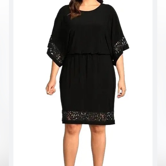 JESSICA HOWARD Womens Lace Solid Elbow Sleeve Boat Neck Knee Length dress size 8 - Picture 11 of 14